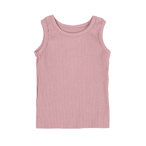 Toddler Kids Girls Dance Tank Top Racerback Crop Tank Top Sleeveless Sports Soild Ribbed Dance Girls Bra Undies