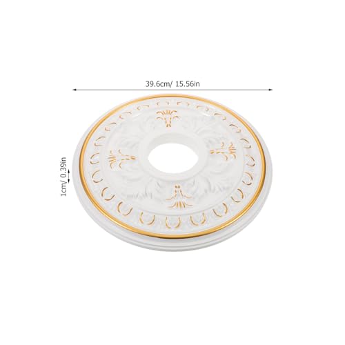 Medallón de techo elegante con diseño ornamental en material de ABS blanco 3