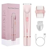 Yhfesh レディースシェーバー 2in1 vio 女性専用ボディケア 水洗い可能 乾湿両用 軽量 全身用 痛くない 防水 USB充電式 急速充電 低騒音 多機能 ボディシェーバー 電気シェーバー ドライ剃り 電動シェーバー 鼻毛カッター 眉毛シェーバー フェイスシェーバー 顔 脇 腕 産毛 背中 足 すね毛 ムダ毛処理 ビキニライン デリケートゾーン お風呂剃り 男女兼用 メンズ (ピンク, 1)