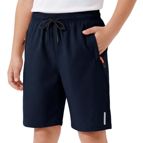 Image of Hoseay Boys Shorts Kids Quick Dry School PE Short for 7-8 Years, Blue