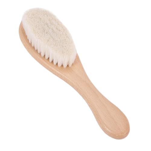 Brosse cheveux bebe, Brosse à cheveux en bois naturel avec poils de chèvre doux, Manche Antidérapant, pour Cradle Cap, garçons et filles, pour enfant et nouveau-né, Cadeau de Naissance