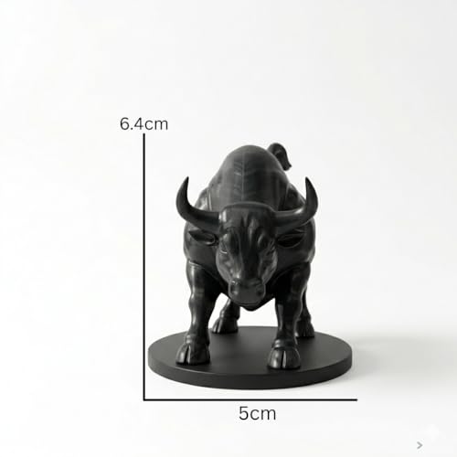 Image of Stock Market Bull Statue Showpiece for Office Desk, Bull Figurine, Share Market Decor, Gift for Traders Investors, Wealth Symbol(Black)