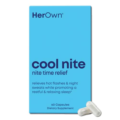 Her Own Cool Nite Night Time Relief Female Hormone Balance Capsules for Night Sweats Hot Flashes & Mood Swings with Kudzu & Black Cohosh 60 Count