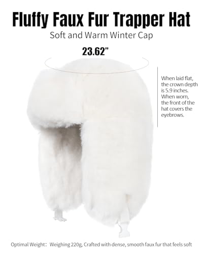 Image of Ushanka Hat for Men Women Winter Cozy Plush Fur Russian Hat with Ear Flaps, Fluffy Furry Fuzzy Windproof Warm Trapper Hat