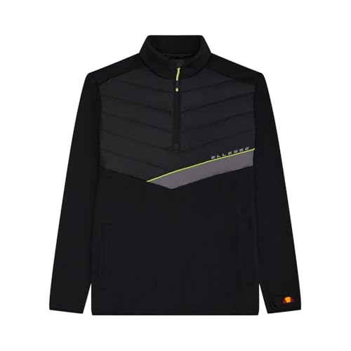 Ellesse Gueza 1/2 Zip Top pour homme en molleton noir