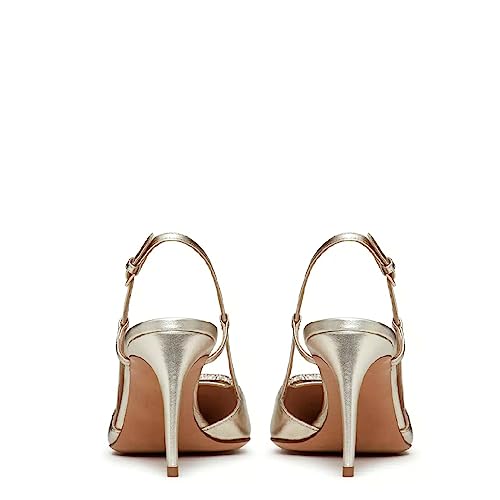 Image of Women Heeled Slingback Sandals V Buckle Closed Pointed Toe Stiletto High Heels Slip-On Backless Evening Prom Party Dress Shoes