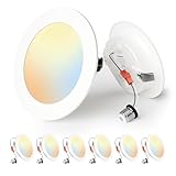 Ensenior 4 Inch 5CCT LED Pot Lights 6 Pack, Retrofit Recessed Led Ceiling Lighting, Baffle Trim, Dimmable, 7W=77W, 700LM, 5CCT Selectable, IC Rated - FCC(6, 4 Inch)
