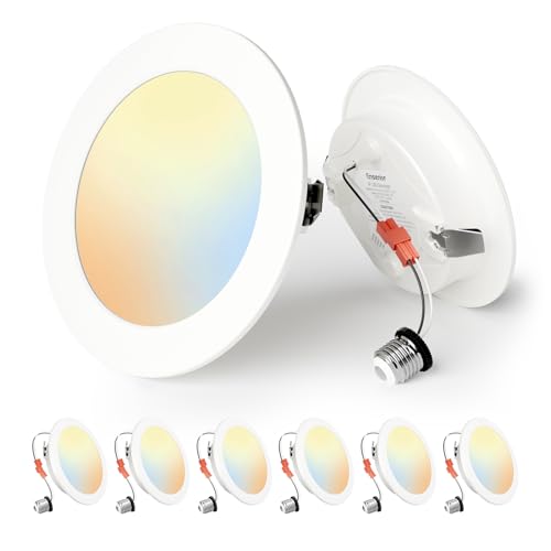 Ensenior 4 Inch LED Can Lights 6 Pack, Dimmable Retrofit Led Recessed Lighting, 5CCT Adjustable Color Temperature (2700K-5000K), 7W=77W 700LM, IC & Damp Rated, ETL&FCC Certified by Ensenior - Used condition - US$23.99