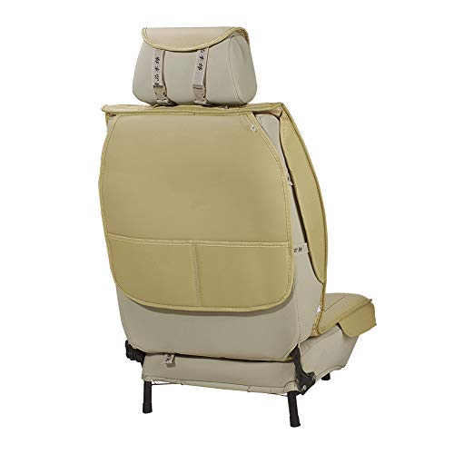 UR URLIFEHALL Beige Universal Leather Car Seat Cover Cushion Back Support Waist Massage