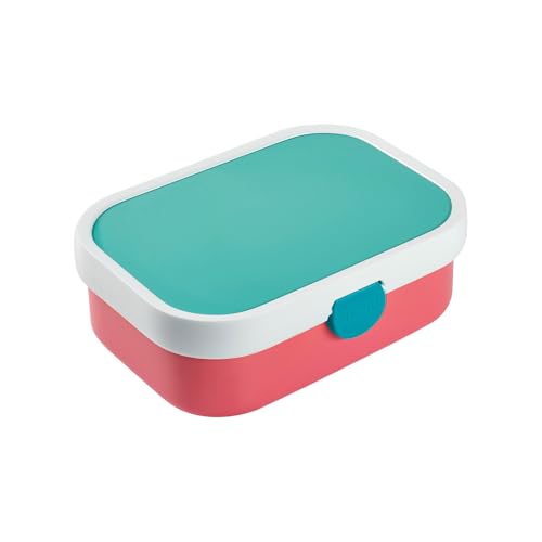 Mepal - Fiambrera Campus - Fiambrera Bento para niños - Fiambrera con compartimento bento y tenedor - Meal Prep Box con cierre de clip - Sin BPA y apta para lavavajillas - 750 ml - Rosa con tapa