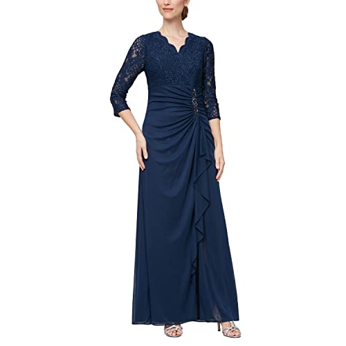 Photo 1 of Alex Evenings Women's Long Lace Top Empire Waist Dress