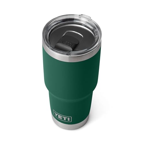 Image of YETI Rambler 30 oz Tumbler, Stainless Steel, Vacuum Insulated with MagSlider Lid, Black Forest Green