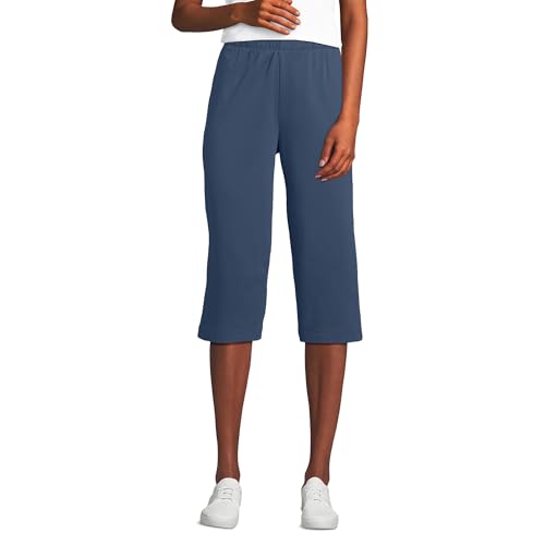 Lands' End Women s Sport Knit Capri Pants Nightfall Blue Petite Large