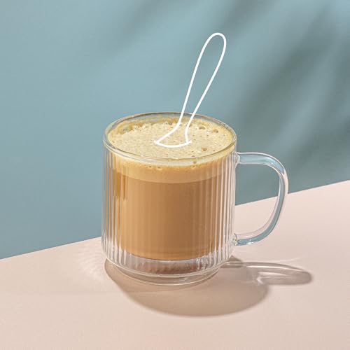 JoyJolt Haven Stackable Fluted Glass Mugs, Set of 2 Ribbed Double Wall Insulated Coffee Cups, 13.5oz Clear Mugs by JoyJolt - Image 8