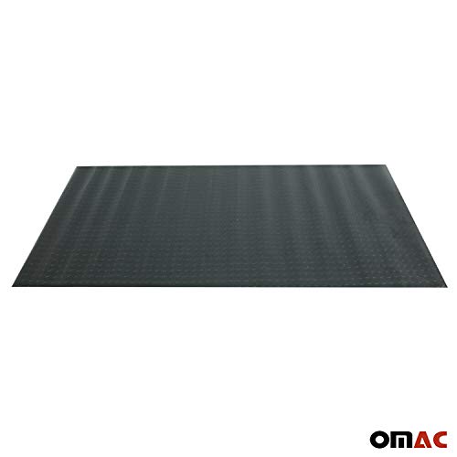 Omac Truck Bed Mat Liner | Rubber Trunk Mat Floor Liner Aluminum Black | All-Weather Protection For Your Truck Cargo Van Or Suv Pickup Accessories | Flooring Trim To Fit Design (Penny 197" X 79") #TOP1