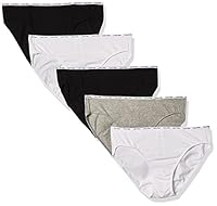Calvin Klein Women's Cotton Stretch Bikini 5-Pack, White/Black/Grey Heather, Medium