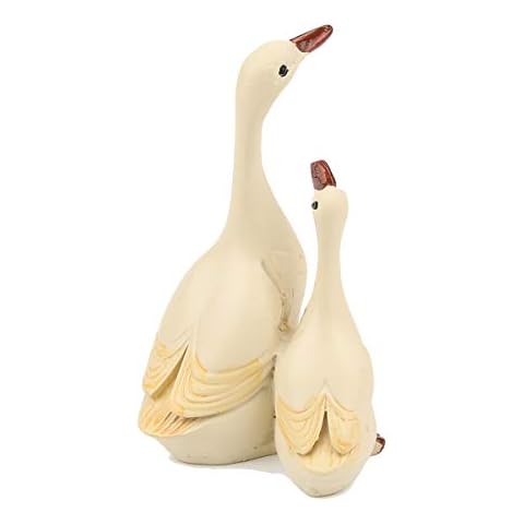 ABEESEA 2pcs Small White Duck or Goose Figurines Small Animals, Duck Lover Cover