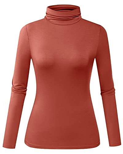 Image of Herou Womens Long Sleeve Turtleneck Slim Fitted Lightweight Casual Active Layer Tops Shirts