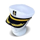 QIUKUI Captain Yacht Hat Cap Sailor Marine Admiral Hat Costume Hat for Halloween Costume Accessory
