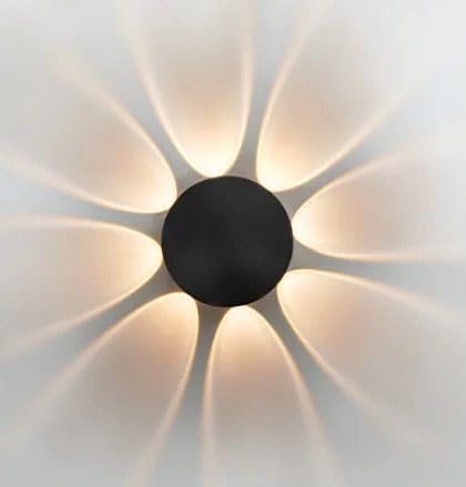 Image of blissbells Modern Round LED Wall Light - Up Down Warm White Decorative Wall Sconce | Black Finish Aluminium Body | Indoor Wall Lamp for Living Room, Bedroom, Hallway