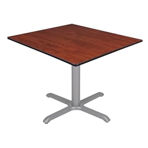 Regency Cain 48 in. Large Square X-Base Breakroom Table- Cherry Top, Grey Legs