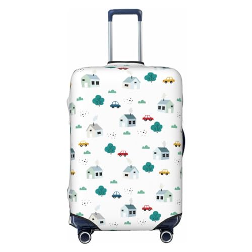 Travel Luggage Cover - Cartoon House Car Washable Suitcase Covers Protector Fits 18-32 Inch Luggage