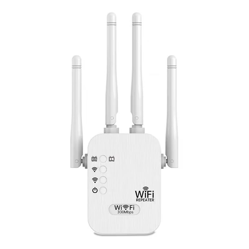 GIANAC WiFi Range Extender | 300Mbps | 2.4GHz Wireless Repeater with 4 Antennas, Dual LAN Ports | Router & Access Point Mode | Plug & Play Setup for Home & Office