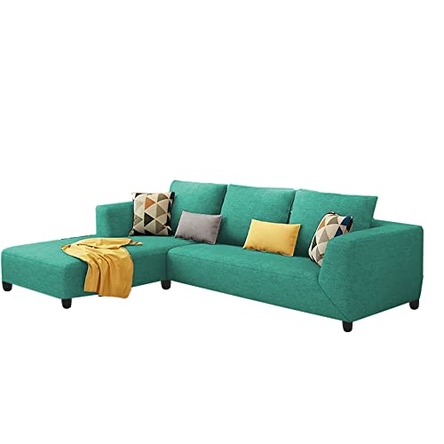 Image of Galib RHS 4 Seater L Shape Sofa Set for Living Room (Turquise Fabric)