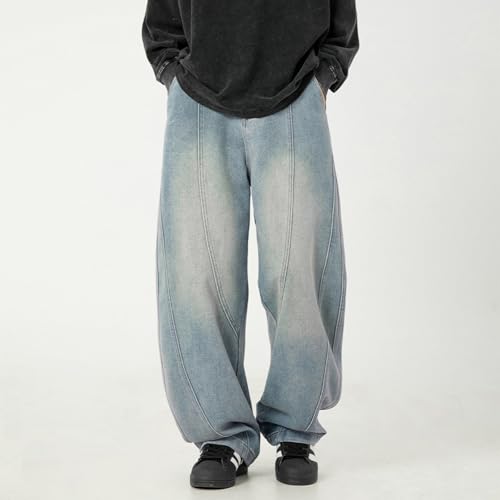 Mens Baggy Jeans Y2k Wide Leg Barrel Jeans Hip Hop Vintage Streetwear Loose Quilted Casual Denim Pants Trousers2