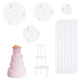 Supports à gâteau Multicouches avec 4 Niveaux, 12 Tiges de Goujon de Gâteau, pour la Construction et l'empilage de Couches de Gâteau
