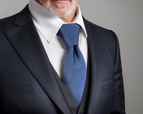 S&W SHLAX&WING Gravata masculina gravata de seda azul sólido comercial extra longa 160cm