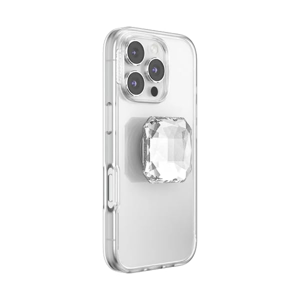 Image of PopSockets Adhesive Phone Grip, Holder, Phone Stand, Heart - Pillow Cut Heart Clear Glitter