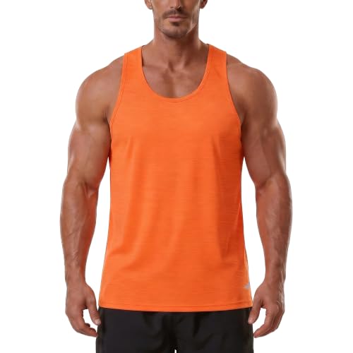 Zengjo Running Singlet Men Dry Fit Lightweight Y-Back(Orange,XXL)