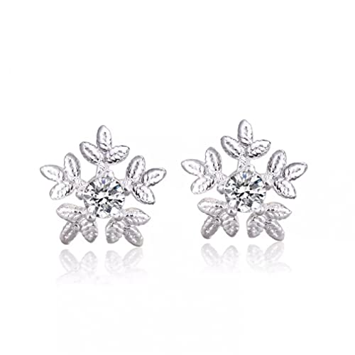 Boucles d'oreilles flocon de neige en argent, cadeau de Noël femme