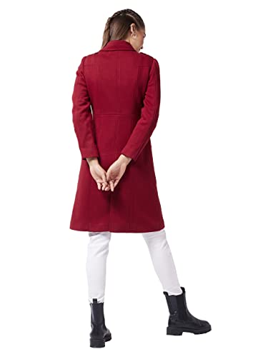 Image of Miss Chase Women's Polyester Knee Length V-Neck Full Sleeve Solid Jacket