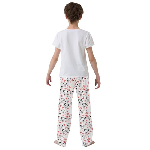 Love Dalmatian Pajamas Bottoms with Pockets Comfy Pjs Sleepwear Elastic Waistband Pajamas Pants Lounge Pants for 6-14 Years3