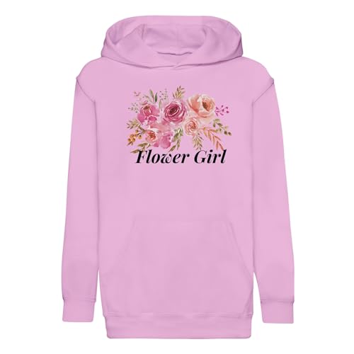 Sweat à capuche enfant flower girl idéal pour un mariage avec motif bouquet aquarelle