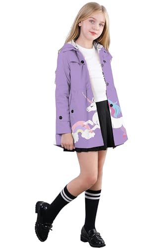 Image of Betusline Girl's Single Breasted Trench Coat Hooded Dress Coat Outerwear, 2-14 Years