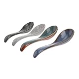 CORHAD 4 piezas Cucharas de Estilo Japonés para Arroz y Sopa Diseño Esmaltado Colores Surtidos Aptas para Uso Doméstico y Regalo Inauguración de Casa