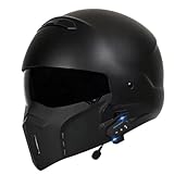 Vintage Jethelm Bluetooth Motorrad-Helm Roller-Helm Scooter-Helm DOTECE Zulassung...