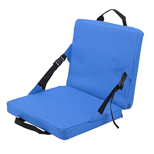 Portable Stadium Seat Cushion, Folding Chair Cushion with Backrest, Stadium Seat for Bleachers with Back Support, Soft Sponge Stadium Chair Cushion for Stadium and Beach (Blue)