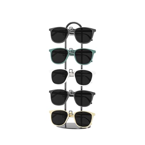 Byken Sunglasses Holder Organizer, 5 Tier Eyeglass Display Storage Stand,.Metal Sunglass Tower (Black)