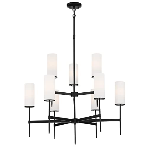Minka Lavery 3849-66A First Avenue Chandelier, 9-Light, 540 Total Watts, 32-in H x 36-in W, Coal Black