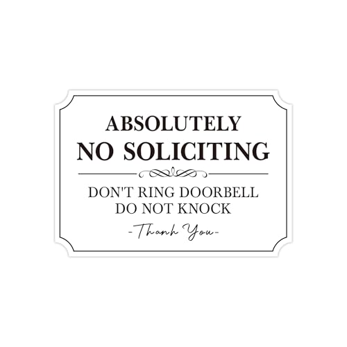 Türklingelschild mit Aufschrift "No Soliciting, Do Not Knock or Ring", selbstklebend, wasserdicht und lichtbeständig, Vinyl, keine Aufforderung, Beschilderung, Aufkleber, Haustür, Zuhause, Büro, Weiß