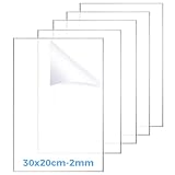 5 Piezas Metraquilato Transparente 30 X 20 cm, Acrílicos Transparentes Grosor 2 mm, Lámina de Acrílico, Placa Metacrilato para Marcos de Fotos, Exposiciones de Proyectos, Soportes de Escritorio