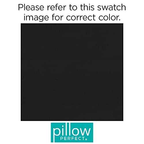 Pillow Perfect Fresco Solid Indoor/Outdoor Patio Seat Cushions Plush Fiber Fill, Weather and Fade Resistant, Round Corner - 15.5" x 18.5", Black, 2 Count