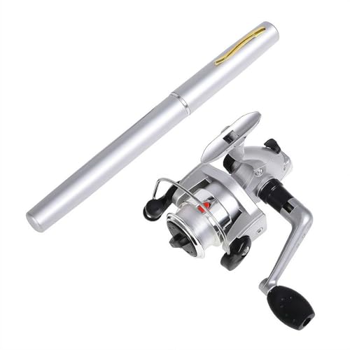 BBASILIYSD Pen Fishing Rod Kit Pocket Size Fishing Rod Mini Pocket Telescopic Rod with Spinning Reel Portable Collapsible Telescopic Fishing Pole Fishing Rod Reel Combo Kit for Saltwater Freshwater