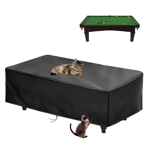 【2025 Upgraded Fabric】Saking Pool Table Cover Waterproof, 420D Heavy Duty 6/7/8/9 Ft Billiard Table Cover Indoor & Outdoor, Scratch-Resistant Polyester Cloth Cover for Pool Table -(6FT, Black)