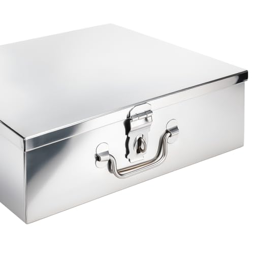 Image of Bin Buddy Large Steel Storage Lock Box for Padlock || 11'' x 14'' x 4'' || Store Valubles and Important Documents, Great for Mystery Games