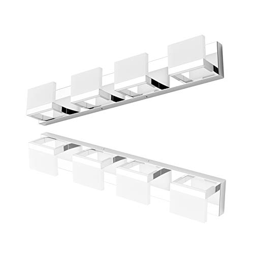 Tipace 4 Lights Led Modern Vanity Light Chrome Bathroom Lighting Fixture Up And Down Bathroom Wall Light Over Mirror(White Light 6000K) #TOP6